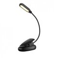 LUSTREON USB Rechargeable Flexible 1W 5 LED Clip Reading Night Light 3 Brightness Modes Table Lamp