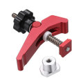 HONGDUI 2 Pcs Red Quick Acting Hold Down Clamp Aluminum Alloy T-Slot T-Track Clamp Set Woodworking T