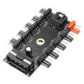 3pcs 12V 10 Way 4pin Fan Hub Speed Controller Regulator For Computer Case With PWM Connection Cable