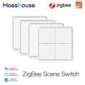 MoesHouse 4 Gang Tuya ZB Wireless 12 Scene Switch Push Button Controller Battery Powered Automation