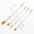6pcs White Pole Wooden Nylon Paint Brushes Set Multi-function Watercolor Oil Paint Brush Set Art Pai