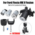 Set of 4 Lock Door Ignition Barrel Petrol Flap Tailgate with 2 Keys 1479660 for Ford Fiesta MK V Fus