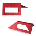 Red Aluminum Alloy Woodworking Scriber T Ruler Multifunctional 45/90 Degree Angle Ruler Angle Protra