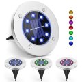 Colorful Conversion LED Lawn Lights RGB Solar Stainless Steel 8LED Underground Light Garden Lawn D