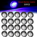20pcs Mini 12/24V Blue Round LED Button Side Marker Lights Lamps Trailer
