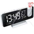 2Pcs LED Mirror Alarm Clock Big Screen Temperature and Humidity Display with Radio and Time Projecti