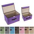 Foldable Cloth Storage Box Organizer Dust-proof With Cover Multipurpose... (COLOR.: BEIGE | SIZE: L)