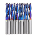Drillpro 10pcs 3.175mm Shank End Mill Blue Coated Spiral Ball Nose CNC Milling Cutter