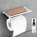 Aluminum Toilet Paper Punch Free Holder With Phone Shelf Wall Mounted Bathroom Accessories Tissues R