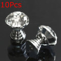 10Pcs 20mm Round Crystal Glass Cabinet Knobs Drawer Furniture Pull Handle
