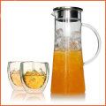 Glass Kettle Two-way Outlet Water Jug Heat Resistant Transparent Tea Pot Stainless Steel Strainer