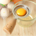 KC-ES029 Stainless Steel Egg Separator Smile Wood Handle Egg White Yolk Divider Kitchen Tools