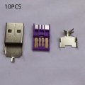 10PCS USB 2.0 AM Male Connector 4Pin Welding Wire Three-Piece Set 5A High Current Fast Charge Length