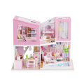 1:24 DIY Handmake Assembly Doll House Miniature Furniture Kit with LED Light Toy for Kids Birthday G