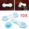 10Pcs Safe Lock Blue&White Plastic for Cupboard Door Drawers Security with Glue