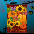 12.5`` x 18`` Pumpkin Flower Welcome Autumn Fall Garden Flag Yard Banner Decor Decorations