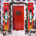 1 Pair Christmas Banner Red Green Nutcracker Soldier Pattern Couplet For Christmas Door Decoration