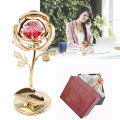 Golden Rose Flower 24K Gold Foil Plated Rose With Red Crystral Romantic Christmas Gift Anniversity L