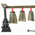 Chinese Musical Instrument Bronze Meditation Gong with 7 Ornate Cow Bell Set