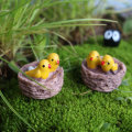 2PCS Bird Nest Resin Small Ornament Moss Micro Furnishing Articles Home Succulent Plant Decoration