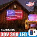 2MX1M 390LED American Flag Net Light Outdoor String Lamp Yard Home Waterproof US Plug 30V