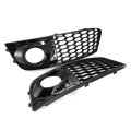 Pair Glossy Black Front Bumper Fog Light Grille Grill Cover For Audi A4 B8 RS4 style 2009-2012