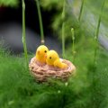 2PCS Bird Nest Resin Small Ornament Moss Micro Furnishing Articles Home Succulent Plant Decoration
