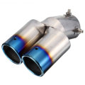 Universal Grilled Blue Curved Tail Muffler Exhaust Pipe Double Twin Tip for KIA Ford Honda