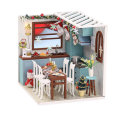 Wooden Dining Room DIY Handmade Assemble Doll House Miniature Furniture Kit Education Toy with LED L