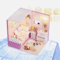 DIY Wooden Doll House Room Furniture Set LED Light Miniature Girl Princess Christmas Room Puzzle Toy