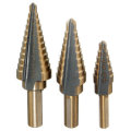 3pcs HSS Nitrogen Step Drill Bit Set 3/16-1/2 1/4-3/4 3/16-7/8