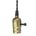 E27 4M Vintage Copper Bulb Adapter Base Socket Lamp Holder with Dimmer Switch US Plug