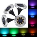 Colorful Conversion LED Lawn Lights RGB Solar Stainless Steel 8LED Underground Light Garden Lawn D