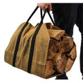 khaki Firewood Carrier Log Carrier Wood Carrying Bag for Fireplace 16oz Waxed Canvas
