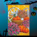 28`` x 40`` Pumpkin Wagon Wheel Fall Autumn Decorative House Flag Large Banner Decorations