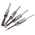 Drillpro 4pcs Square Hole Drill Bits Woodworking Auger Mortising Chisel Set Kit 1/4 to 1/2 Inch Tool