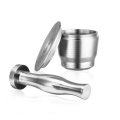 Stainless Steel Coffee Refillable Capsule Cup+Tamper+Spoon+Brush Coffee Tools Set for Nespresso Mach
