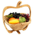 Collapsible Apple Shaped Bamboo Basket Kitchen Fruit Storage Centerpiece Decorations
