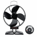 4 Blade Heat Powered Stove Fan Quiet Burning Fire Burner Log Heat Eco Fan with Thermometer