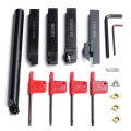 5Pcs 16mm Shank Lathe Boring Bar Turning Tool Holder Set with Inserts Blade and Wrench