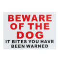 Beware Of The Dog It Bites You Have Been Warned Plastic Sticker Security Wall Signs Waterproof
