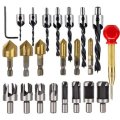 23 Pack Woodworking Chamfer Countersink Drill Bit 6pcs 1/4 Inch Hex 5 Flute 90 Degree Countersink Dr