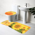 3pcs/Set Yellow Sunflower Non-Slip Bathroom Pedestal Rug Lid Toilet Cover Bath Mat Floor Carpet Home