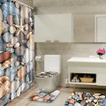 180x180cm Colorful Vintage Bathroom Shower Curtain Toilet Cover Mat Beach Style