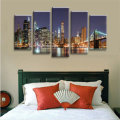 5Pcs Cityscape Night Canvas Art Print Paintings Picture Home Wall Decor