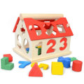 Wooden Digital House Detachable Digital Shape Matching Blocks House Kid`s Child`s Early Educational