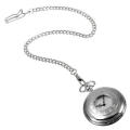 Antique Style Stainless Steel Silver Tone Quartz Pocket Watch Chain