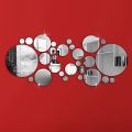 28Pcs 3D Sticker Modern Art Acrylic Silver Round Mirror Removable Wall S