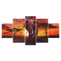 5Pcs Elephant Wall Decorative Paintings Canvas Print Art Pictures Framel
