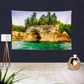 Wall Tapestry HD Printing Natural Forest Waterfall Hanging Pictures Polyester Hone Office Art Decor